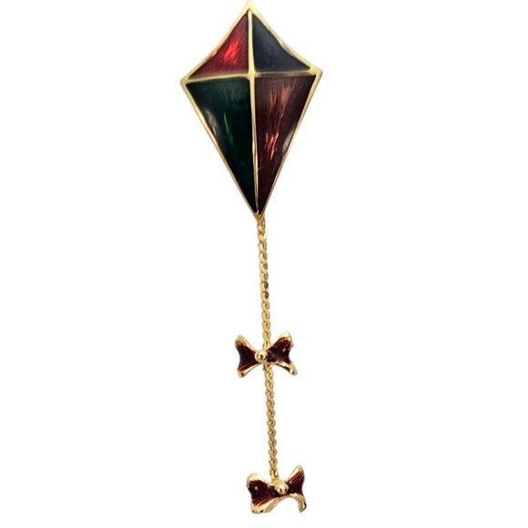 Lady Remington Red Green Purple Kite Lapel Pin Signed - Picture 1 of 9